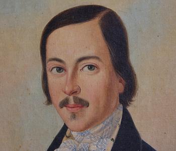 de KORFF, B, oljemålning på duk, sign, 1800-tal.