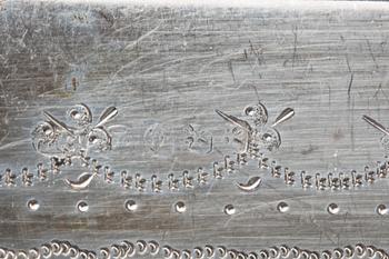 BESTICK, nysilver, utländska stämplar, omkring 1900, 36 delar.