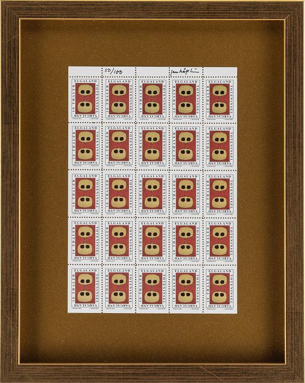 Jan Håfström, offset, frimärksark, signerat och numrerat 50/100.