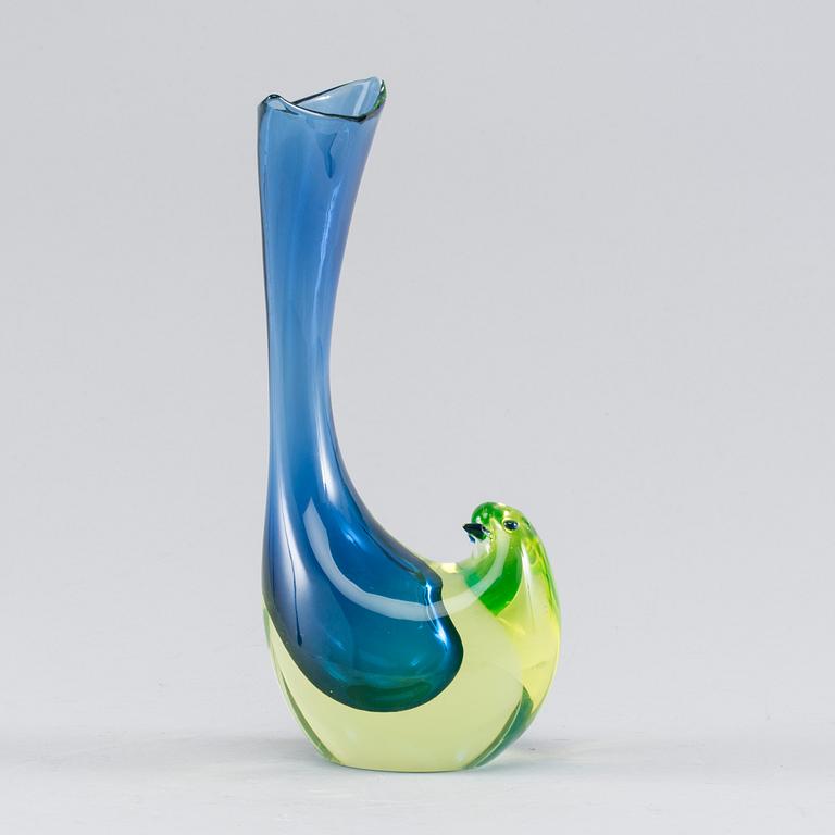 A bird glass vase by Antonio Da Ros, Cenedese Murano 1965.