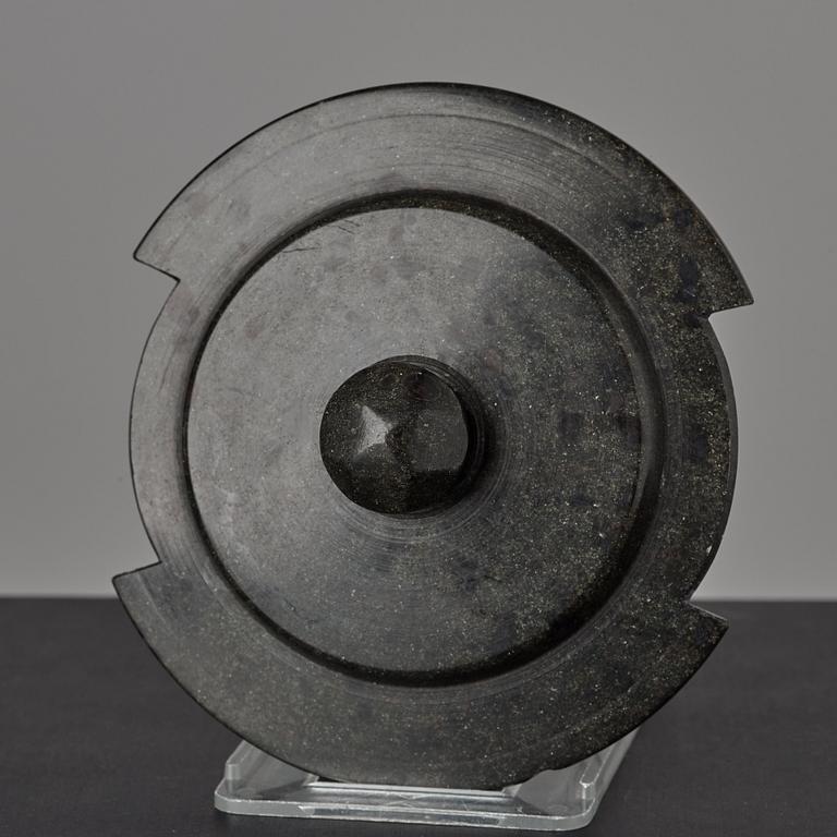 A serpentine stone butter box and cover circa 1800.