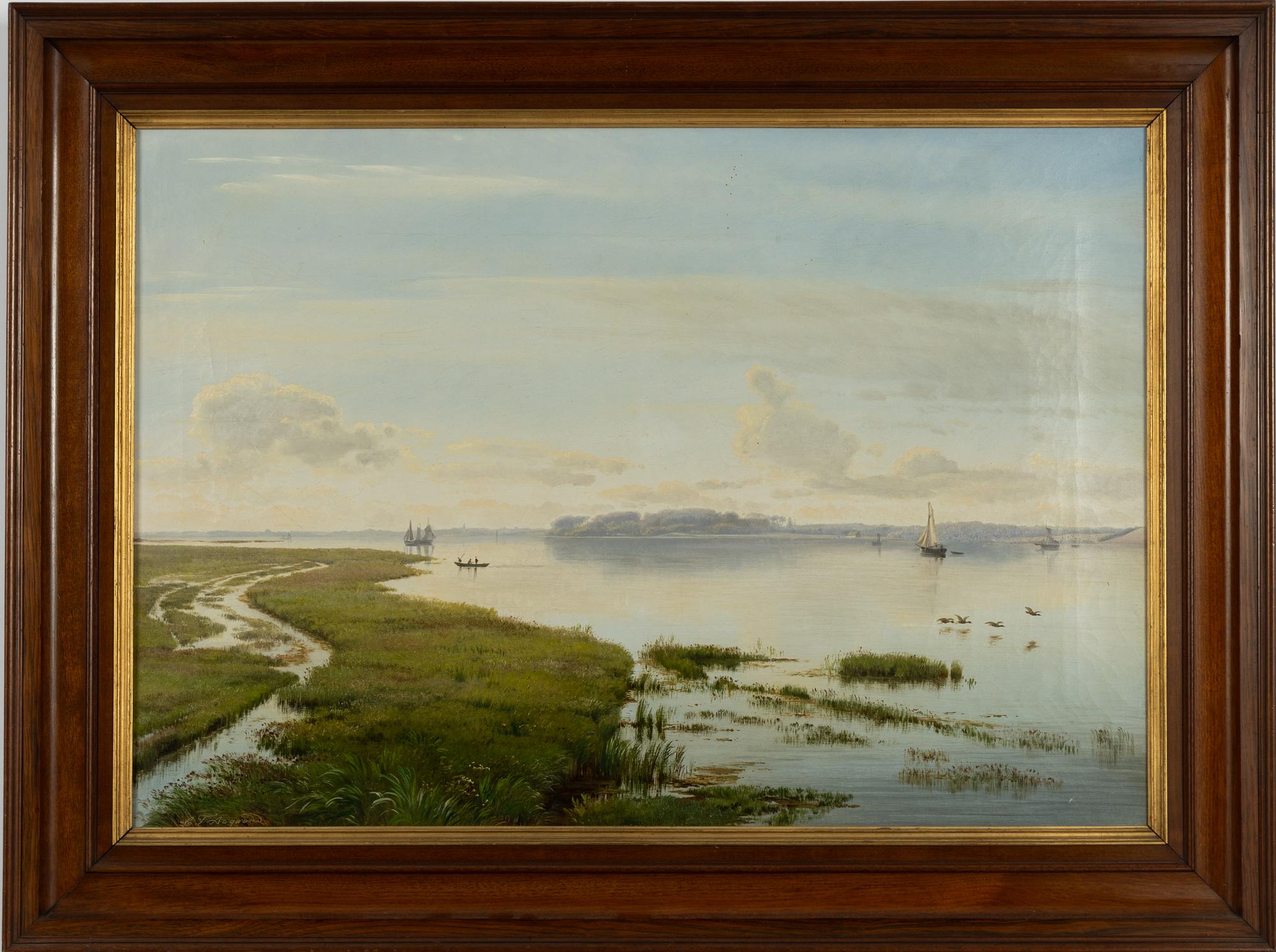 Carl Frederik Aagaard, Inland Landscape with Boats.