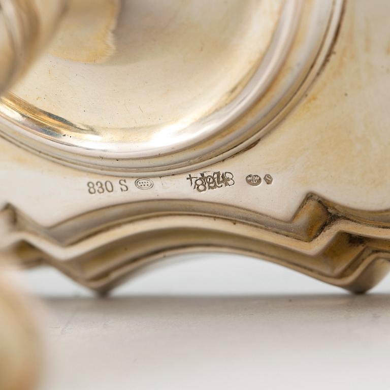 PARTI SILVER, silver samt glas, 3 delar. 1900-tal.