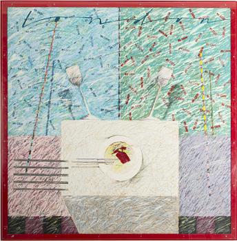 Carouschka Streijffert, mixed media on paper, signed and dated -83.