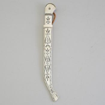 ANTON ENARSSON, a Sami reindeer horn knife, signed AE.