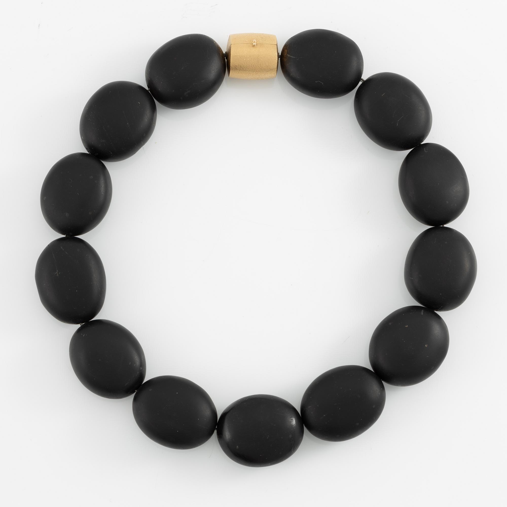 Ole Lynggaard lock 18K gold with onyx necklace.