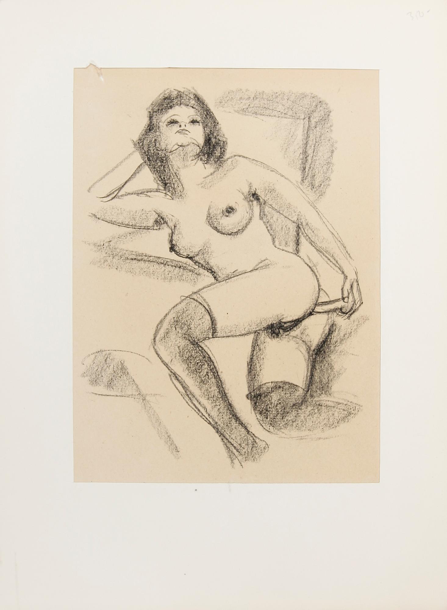 EROTICA, MAPP med blyertsteckningar och litografier, Frankrike, 1900-tal.