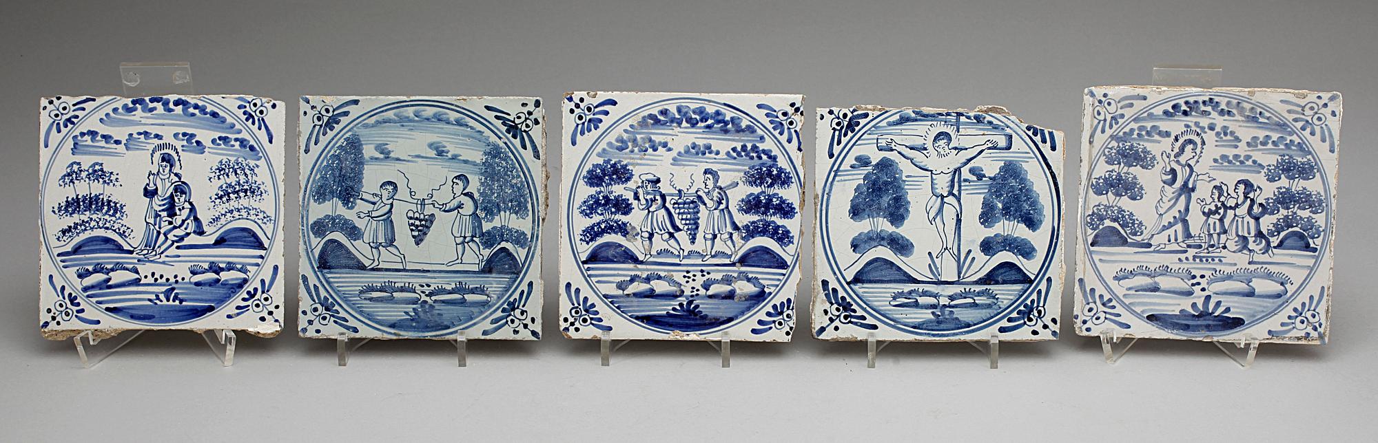 KAKELPLATTOR/FLIS, fajans, 10, st Delft, 1700-tal.