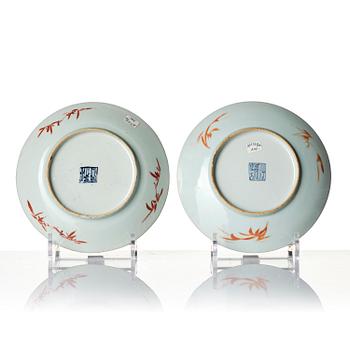A group of 10 (8+2) blue glazed dishes, late Qing dynasty.