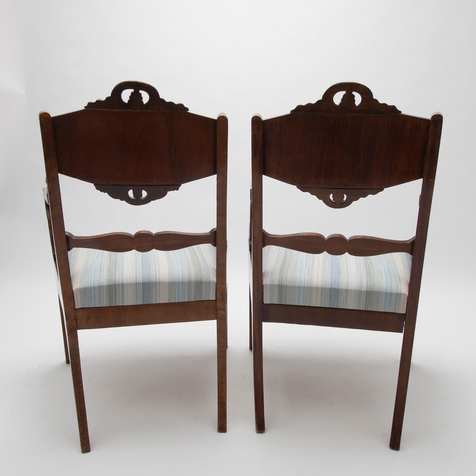 KARMSTOLAR, ett par, biedermeier, 1800-talets mitt.