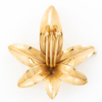 Brosch/hänge, Engelbert, Stigbert, i form av lilja, 18K guld.