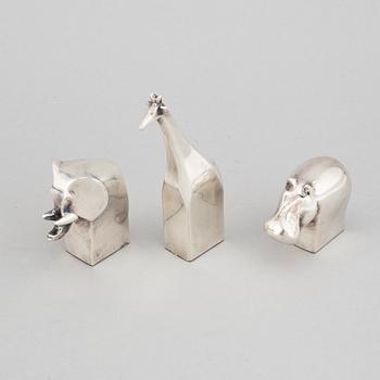 Gunnar Cyrén, three silver plated zinc figurines, Dansk Designs, Japan.