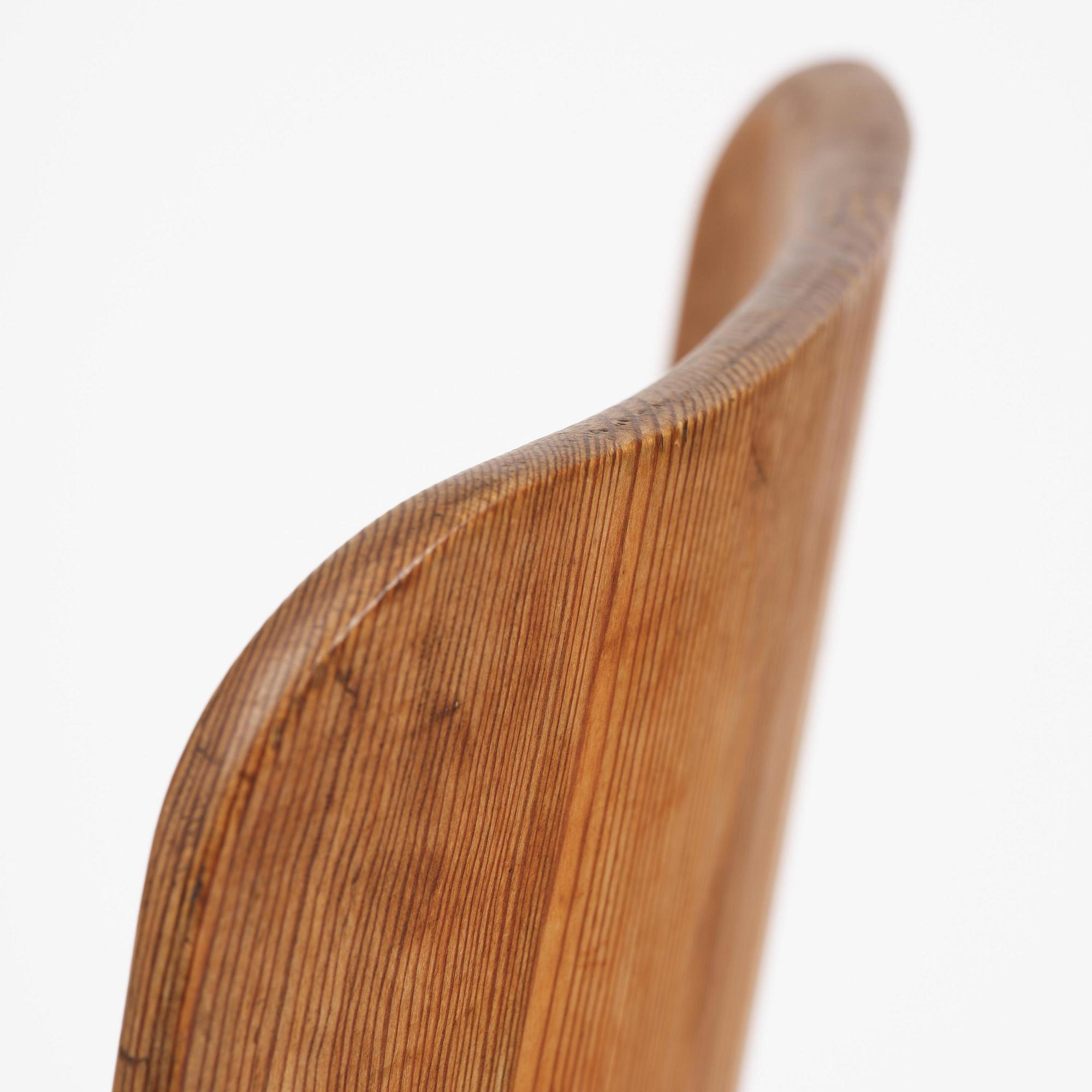 Axel Einar Hjorth, a set of six stained pine "Lovö" chairs, Nordiska Kompaniet, Sweden, 1930s.