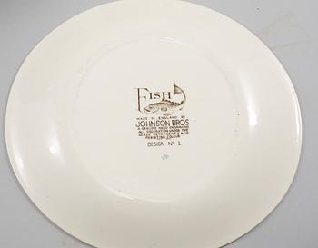 FISKTALLRIKAR, 13 st, flintgods, "Fish", Johnson Bros, England, 1900-talets andra hälft.