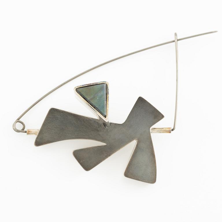Jan-Christer Lundqvist, brooch, sterling silver with spectrolite, Skövde.
