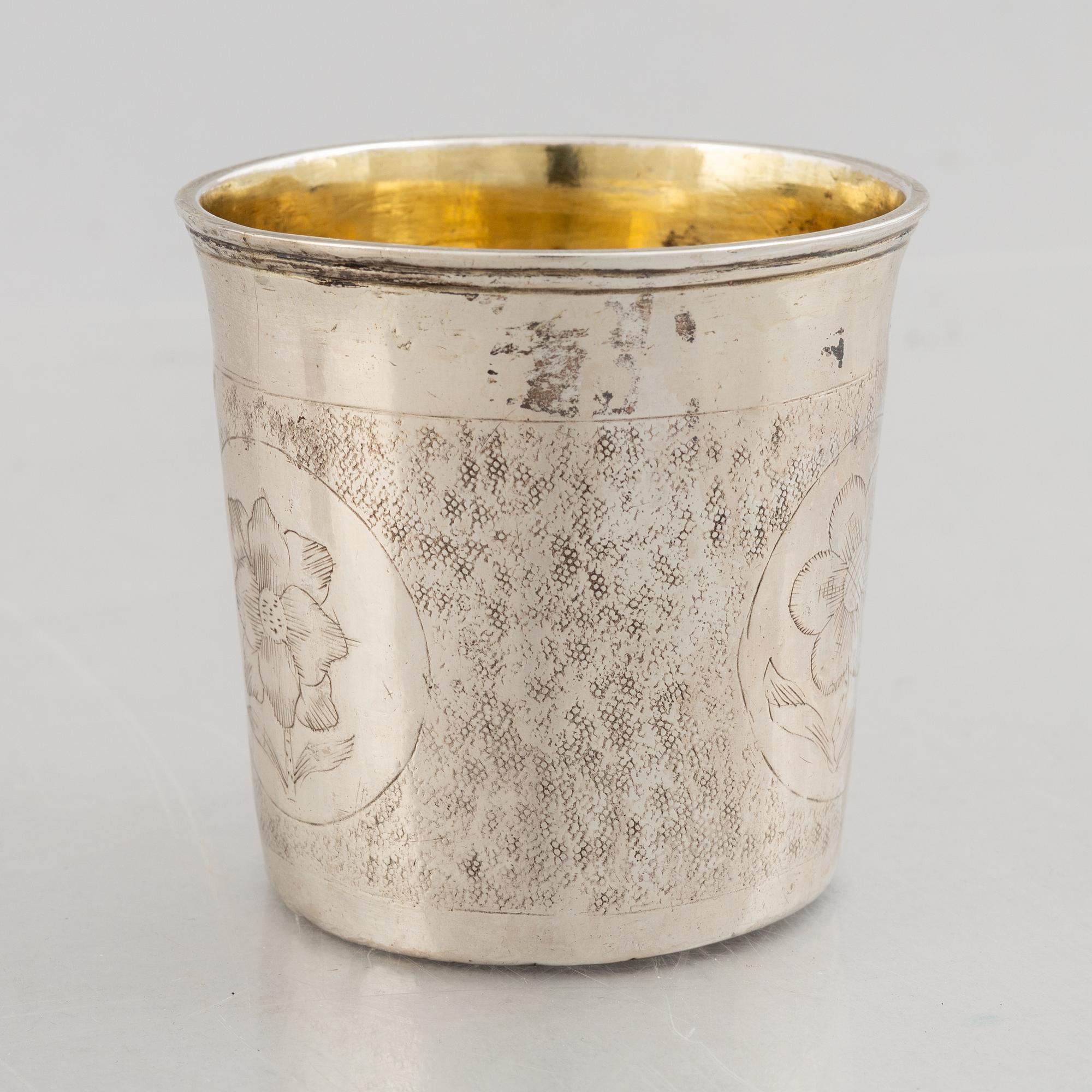 An 18th century parcel-gilt silver beaker, unidentified maker's mark IB, Northern Europe.