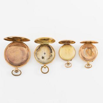 Pocket watches/grandfather clocks, 4 pcs.