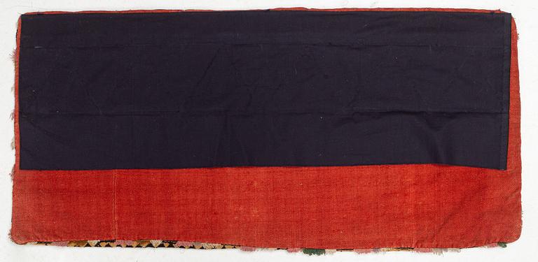 A Scania carrige cushion, 'Flykten till Egypten', tapestry weave, c. 98 x 47 cm, Oxie district, signed BAD 1821.