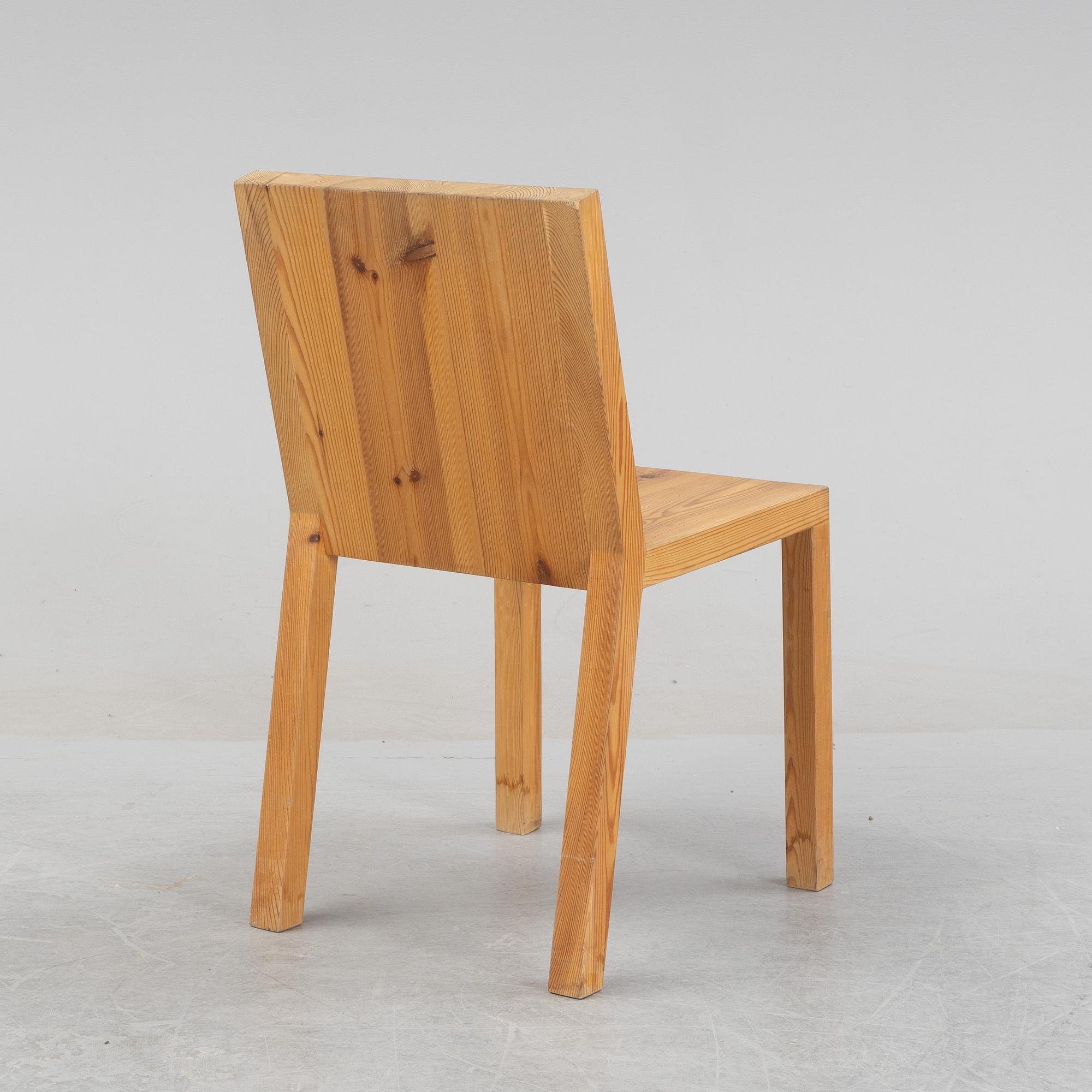 Claesson Koivisto Rune, a prototype pinewood chair ”Nybodahöjden”, unique, Designtorget, 1998.