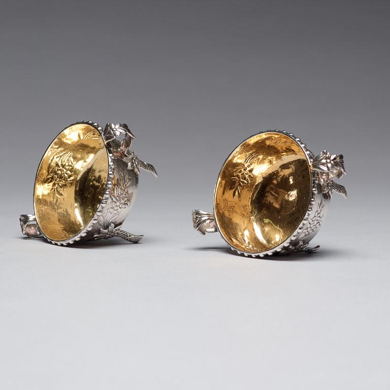A Pair of Swedish 18th century parcel-gilt silver salts, mark of Sven Dahlström, Gävle 1783.