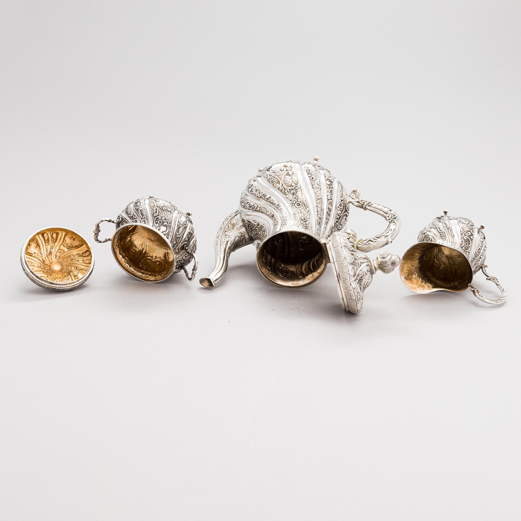 A three-piece silver coffee set, Finnish control marks 1966.