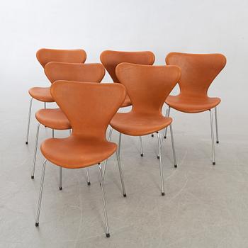 Arne Jacobsen, stolar, 6 st, "Sjuan", Fritz Hansen, Danmark.