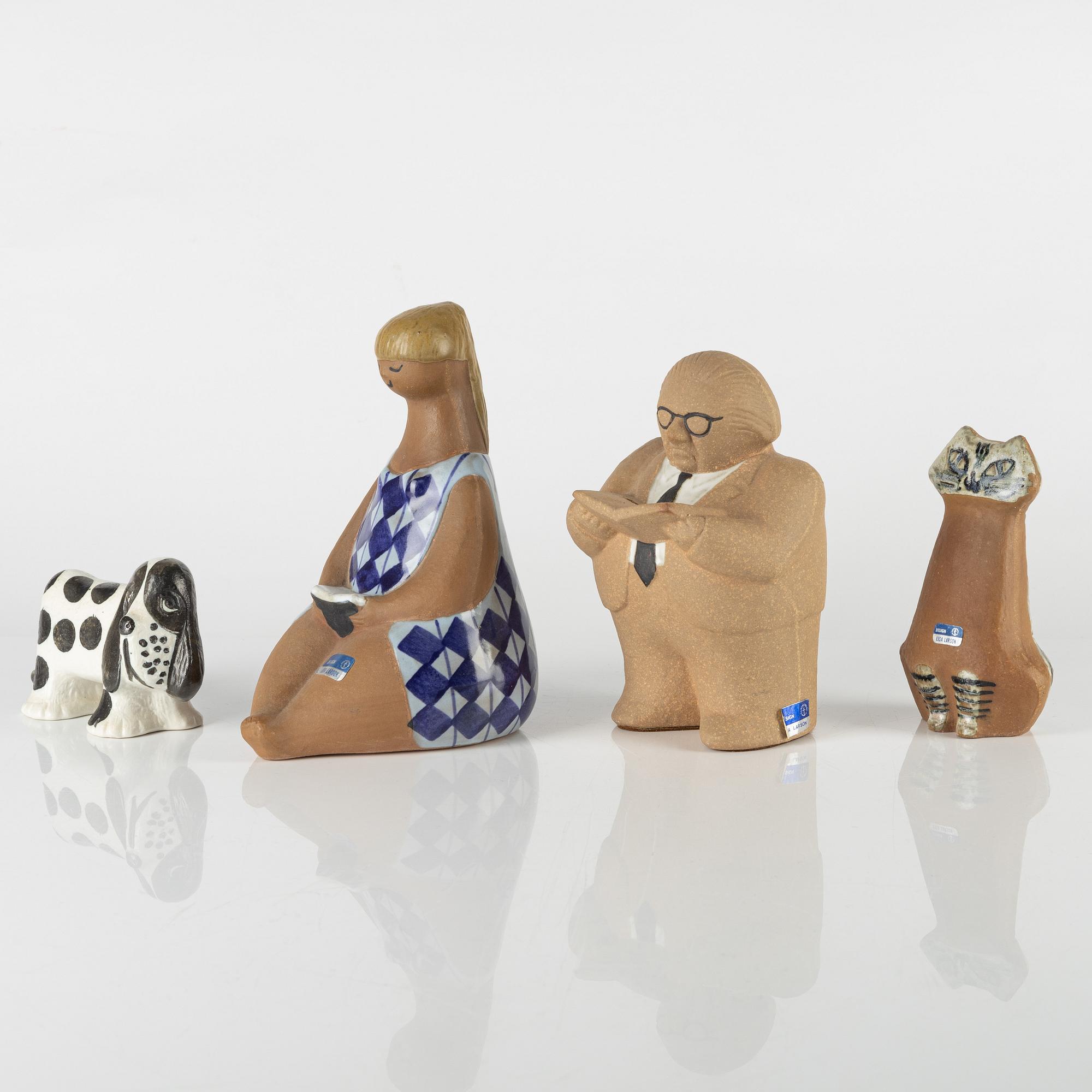 Lisa Larson, four stoneware figurines, Gustavsberg.