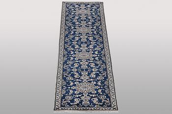 A runner carpet, Nain, part silk, ca 374 x 75 cm.