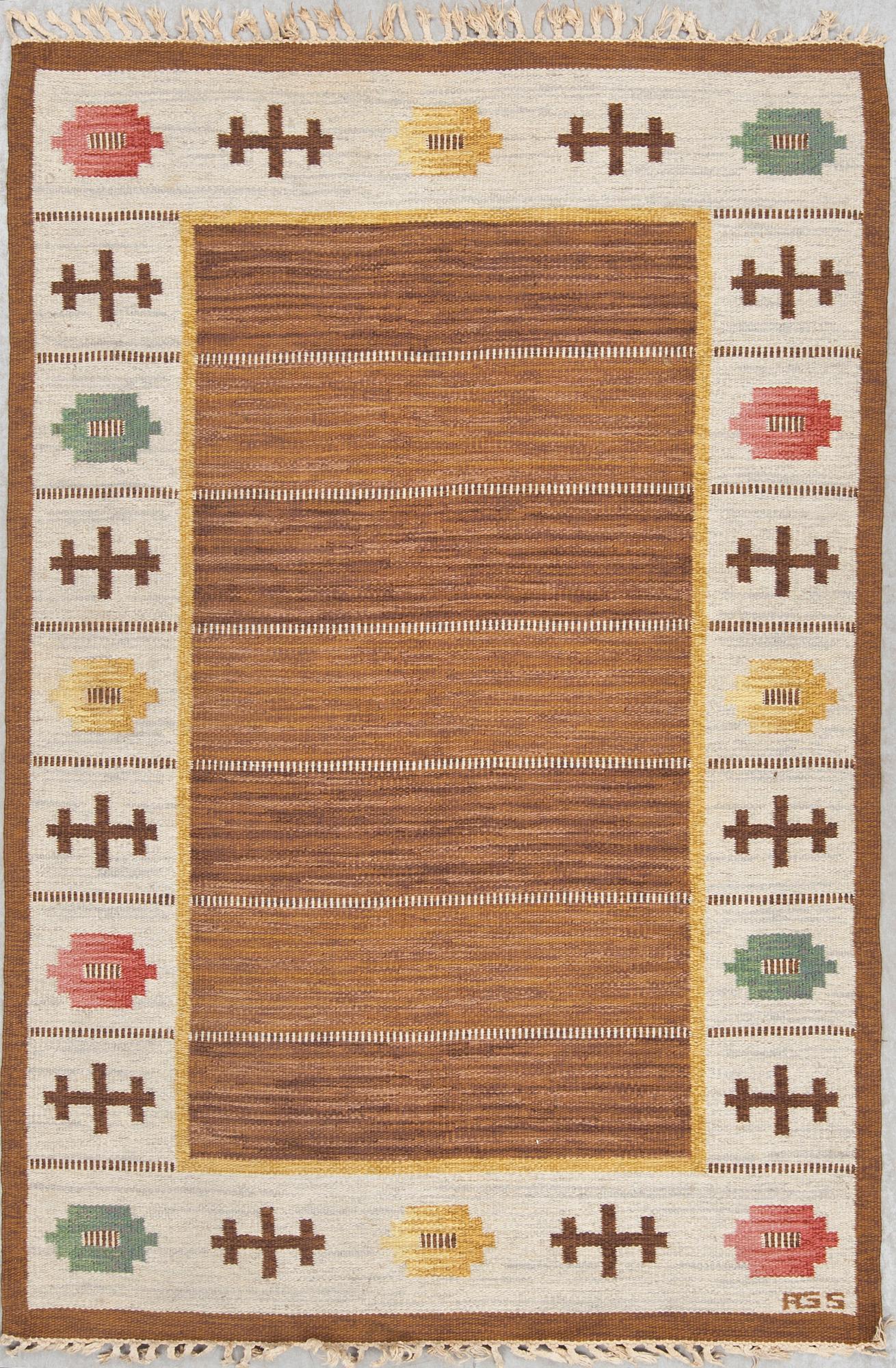 MATTA, rölakan, signerad AGS (Anna Greta Sjöquist). Omkring 1900-talets mitt. Ca 215 X 147 cm.