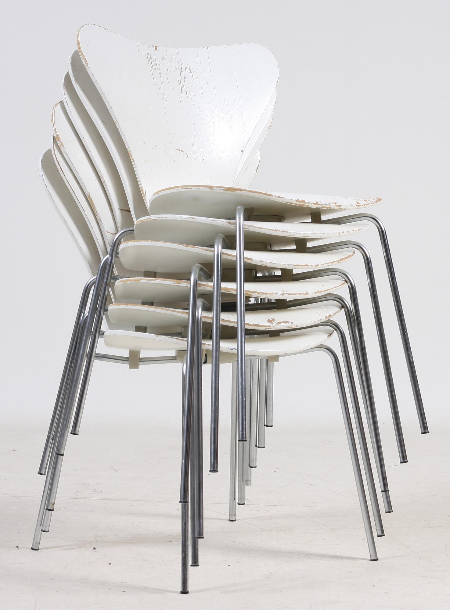 STOLAR, 6 st, "Sjuan" av Arne Jacobsen för Fritz Hansen, bl a 1971.