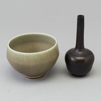A mid 20th century vase and a bowl by Berndt Friberg, Gustavsberg.