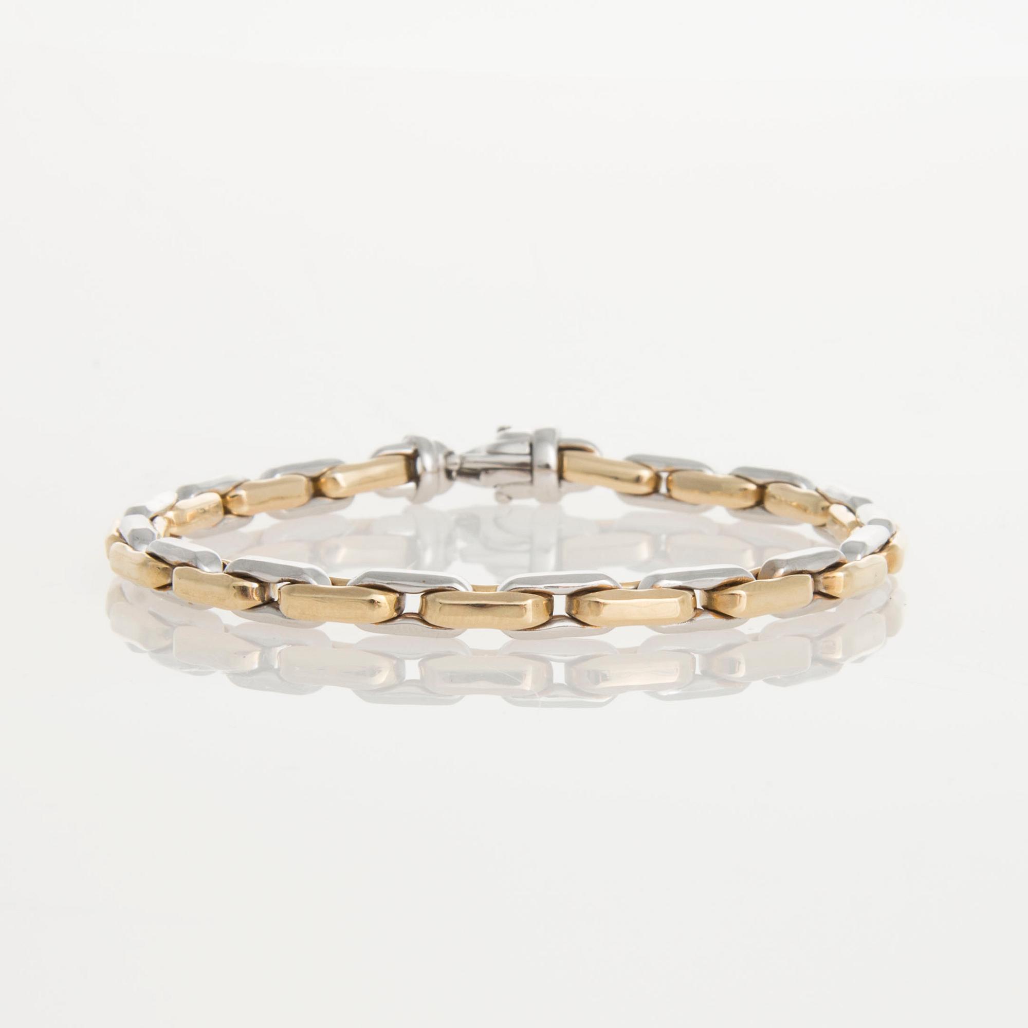 ARMBAND, tvåfärgsguld, 14K guld, Italien. Vikt 14,4 g.