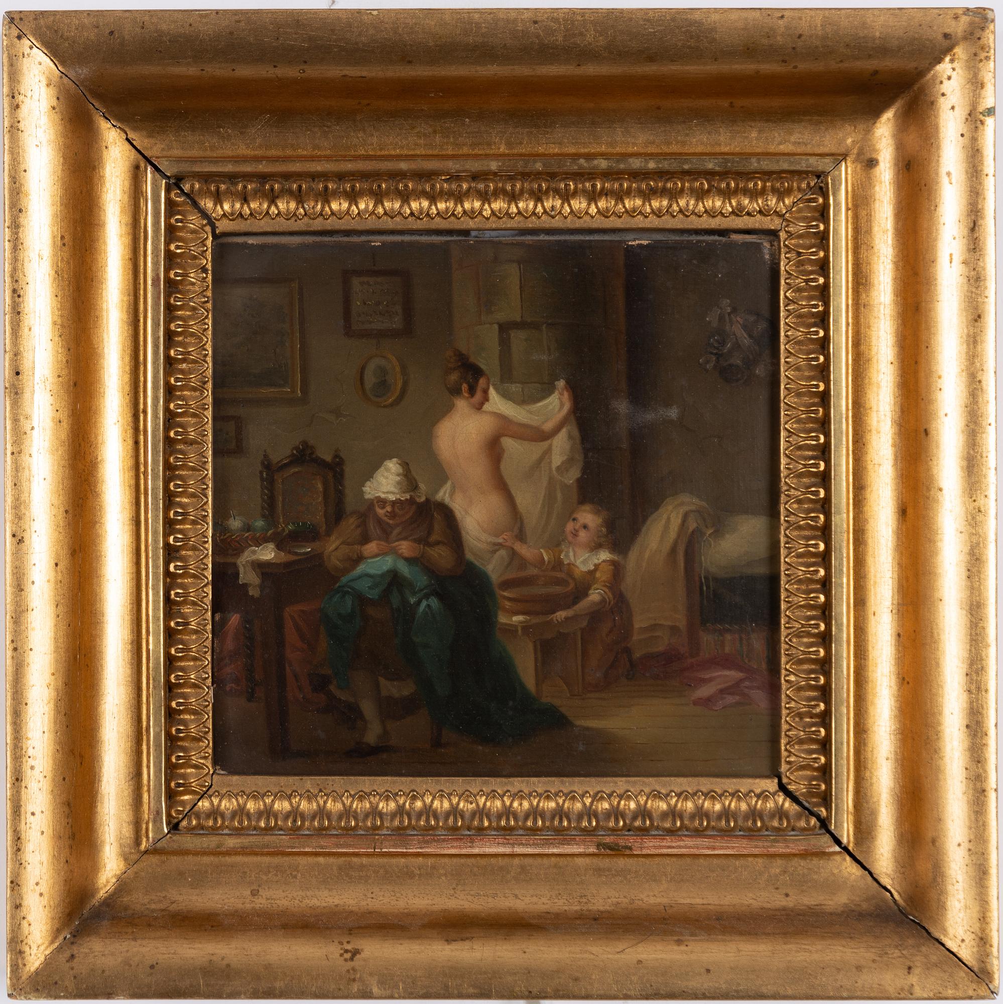 Unknown artist 18th/19th century, Sowing in the home.