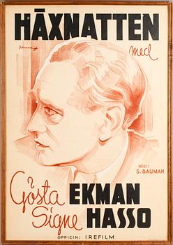 FILMAFFISCH, litografiskt tryck, "Häxnatten", 1937.