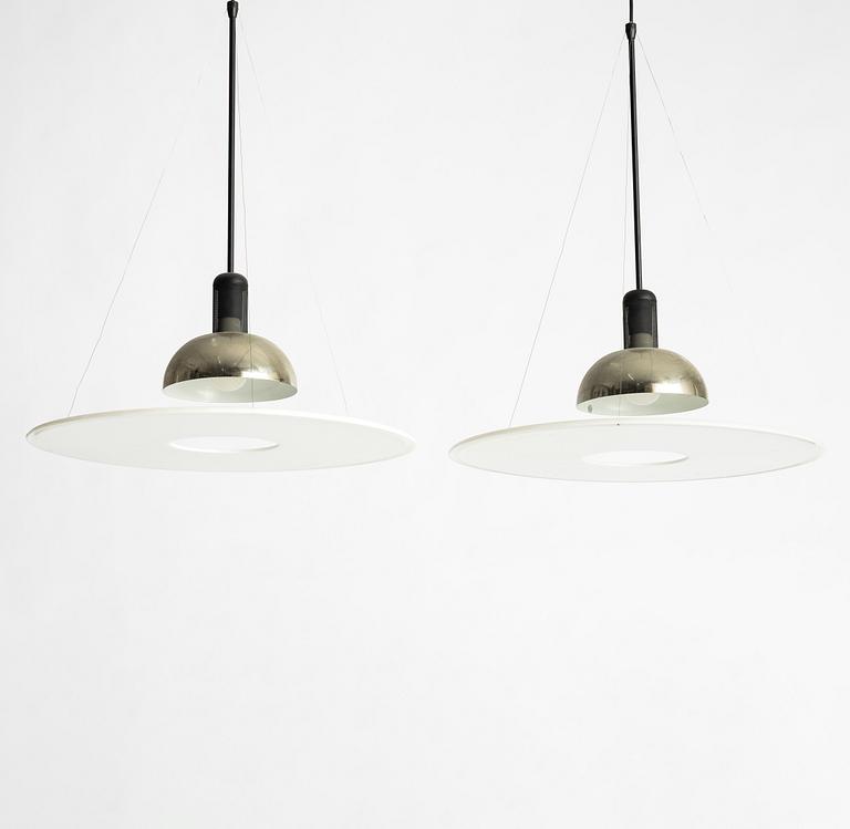 Achille Castiglioni, a pair of "Frisbi" ceiling lights, Flos, Italy.