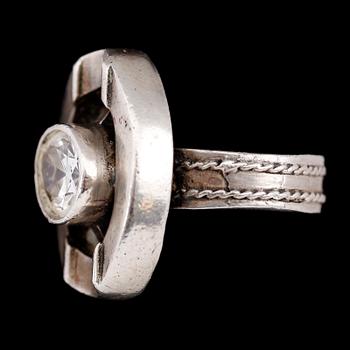 ARMBAND samt RING, silver, med bergkristaller, 1970-tal. Vikt ca 20 gram.
