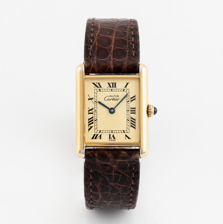 must de Cartier, Tank, wristwatch, 23,5 x 23 (31) mm.