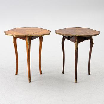 Two matched dropleaf tables, Louis XV style from around the year 1900.