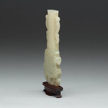 A celadon jade vase, Qing dynasty, 17/18th Century.