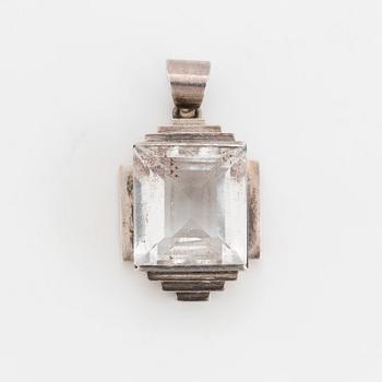 WIWEN NILSSON, a silver and rock crystal pendant from Lund, 1942.