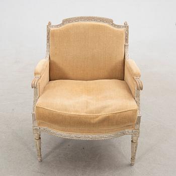 Armchair, Bergère, Louis XVI style, circa 1900.