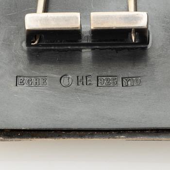 Brooch, Helena Edman, silver partially oxidised and 24K red gold,