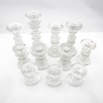 Timo Sarpaneva, 11 "Festivo" candlesticks, Iittala Finland, late 20th century.