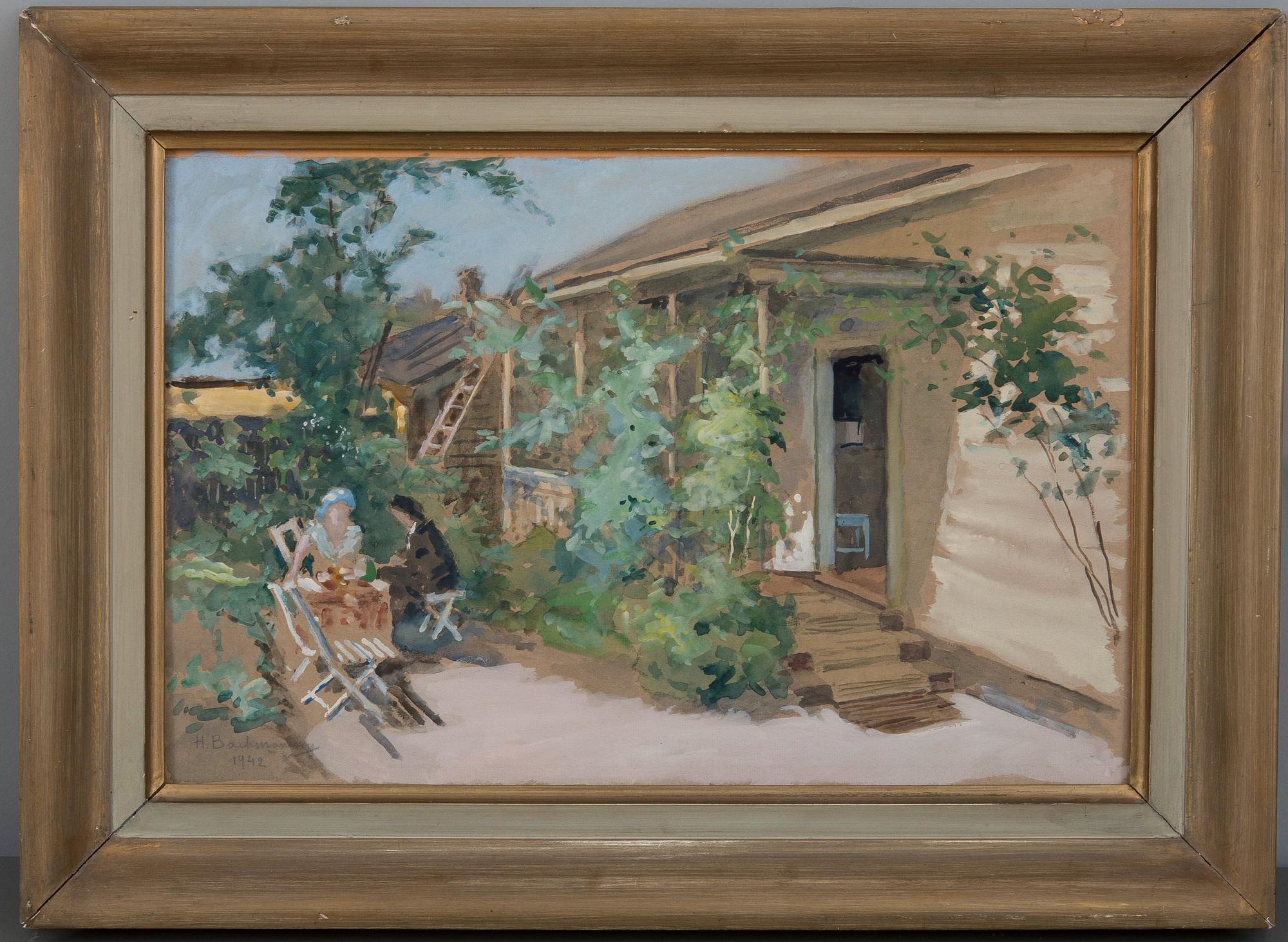 Hugo Backmansson, KAFFESTUND I TRÄDGÅRDEN.