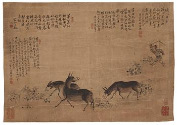 A Chinese painting, watercolour and ink on paper, Han Xian, 1889.