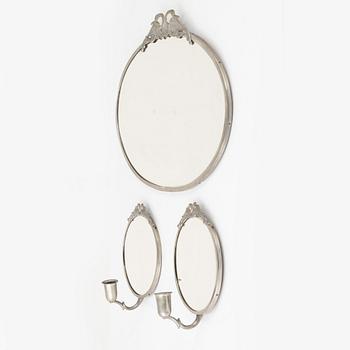 Spegel och spegellampetter, ett par, Swedish Grace, 1920-30-tal.