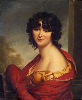 388. Francois Gérard Circle of, Young lady in a red scarf.