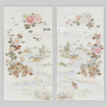 A pair of Japanese porcelain placques, 20th century.