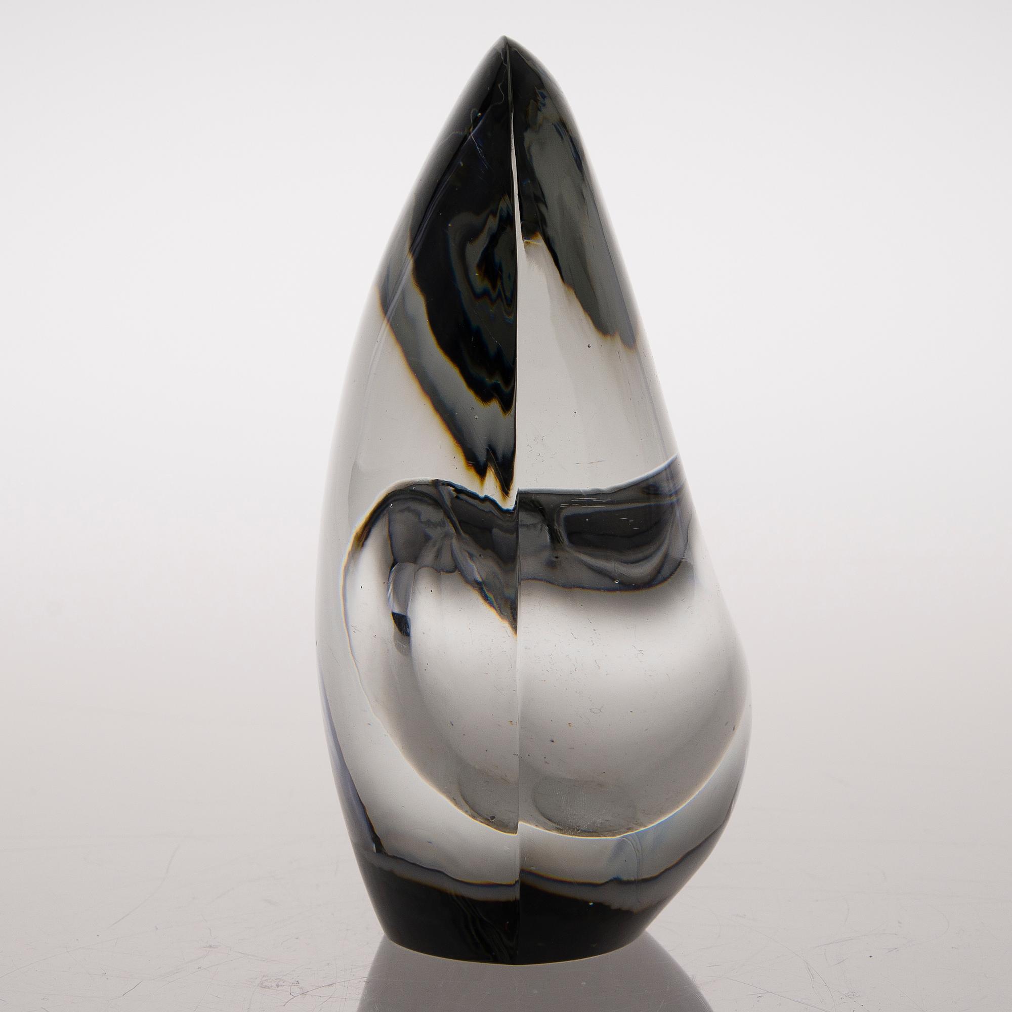 TIMO SARPANEVA, skulptur, "Sittande fågel", signerad  Timo Sarpaneva, Iittala -54.