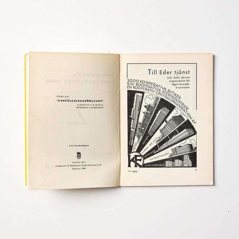 Stockholm Exhibition 1930, catalogue and brochures, three pieces, provenance Gunnar Asplund.